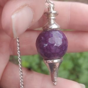 New Faceted Purple Agate Sphere Dowsing Pendulum Pendant.